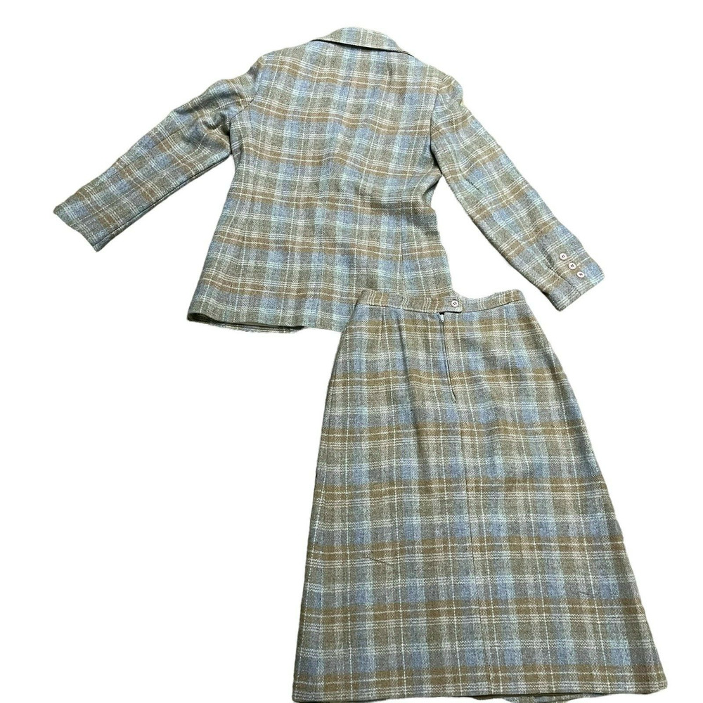 Vtg 1960s Jack Winter Womens School Girl Plaid Two Piece Blazer Skirt Suit S/M - Picture 2 of 15